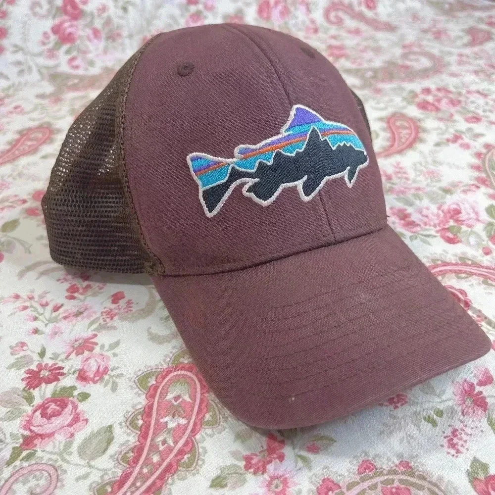 Patagonia Brown Trout Mountains Snapback Cap Fish Logo